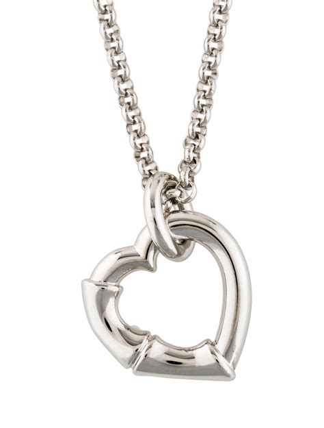 gucci silver bamboo heart necklace|gucci necklace with heart pendant.